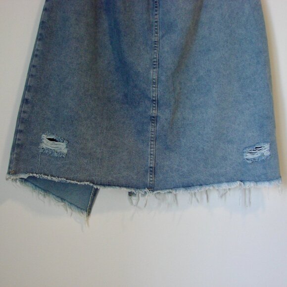 Denim Distressed Midi Skirt Western Cowgirl Boho Raw Hem SHEIN Curve 0XL or 12 - Picture 14 of 14